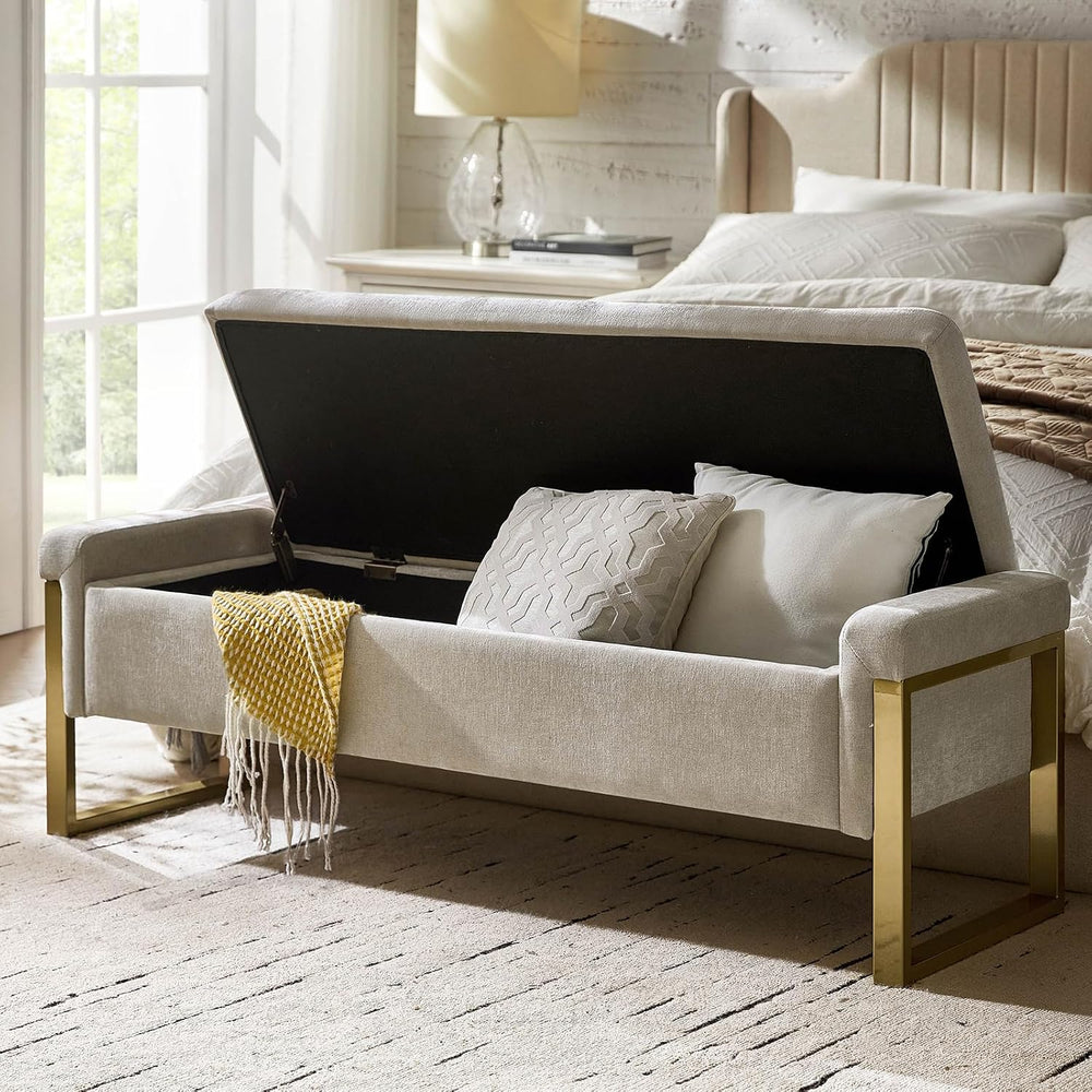 EcoHarbor Living Modern Storage Ottoman Bedroom Bench, End of Bed Bench with ...