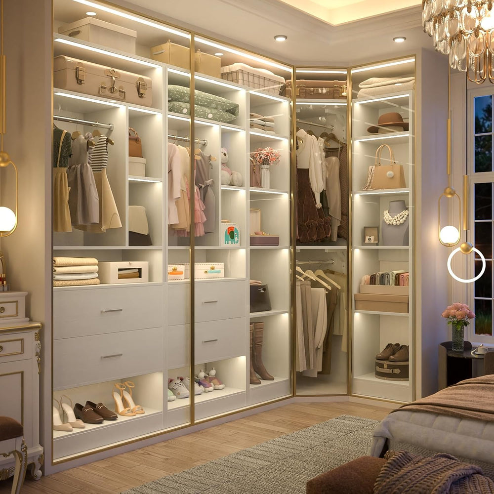 Besiost Corner Closet System with 3 Sets, 87.2" Closet Organizer System