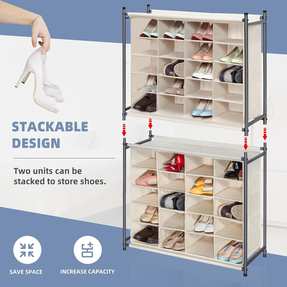 STORAGE MANIAC Stackable Shoe Cubby Organizer, Free Standing Shoe Cube Rack f...