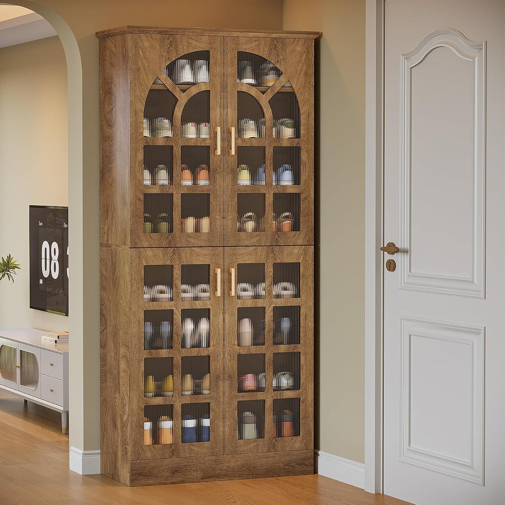 Tribesigns Tall Shoe Cabinet with Doors & Led Light, 8-Tier, Modern