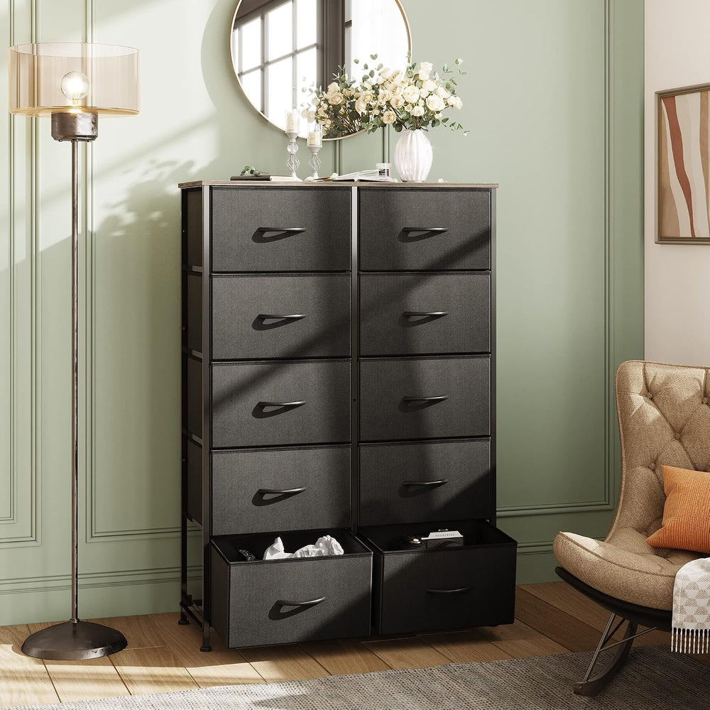 WLIVE Tall Dresser for Bedroom with 10 Drawers, Black