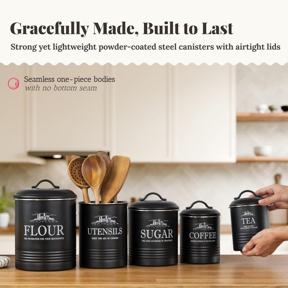 noonberry 5-Piece Farmhouse Kitchen Canister Sets for Kitchen Counter