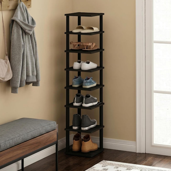 8-Tier Shoe Organizer, Shoe Rack with Vertical Space Saving Shoe Tower, Free Standing Shoe Storage, 11.6 x 11.6 x 52.6, for Office, Garage, Closet Entryway, Espresso/Black