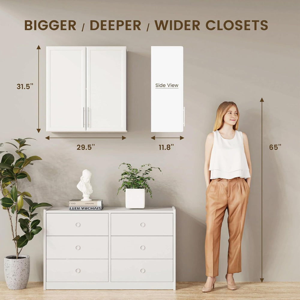 Furnaza 30" W White Wall cabinets for Laundry Room with Adjustable Shelf
