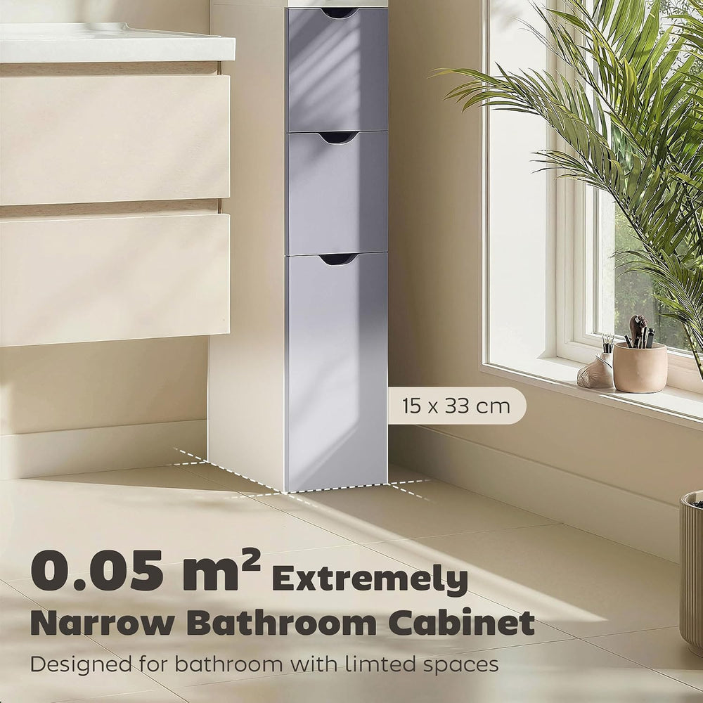 HOMCOM 54" Tall Bathroom Storage Cabinet, Freestanding, 2-Tier Shelf, White