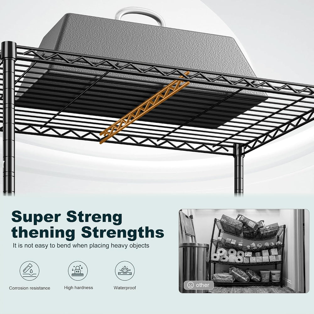 DurayLoly Adjustable 3-Tier Heavy Duty Metal Shelving, Wire Storage Rack