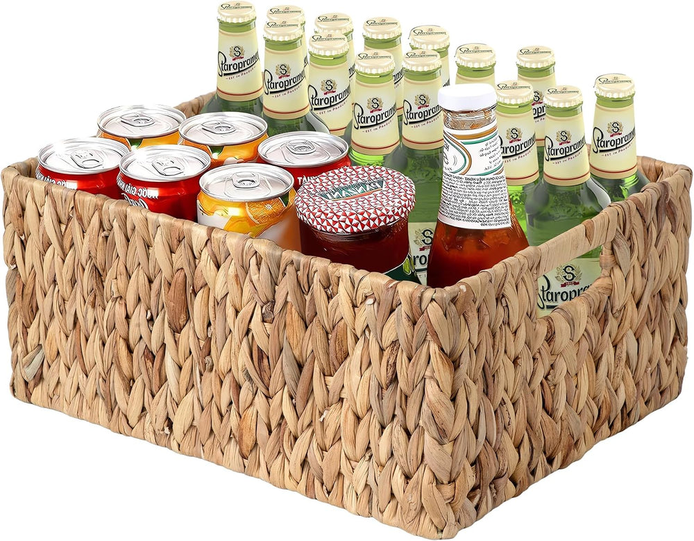 Jumbo Wicker Basket for Orgainzing, Extra Large Rectangular Water Hyacinth St...
