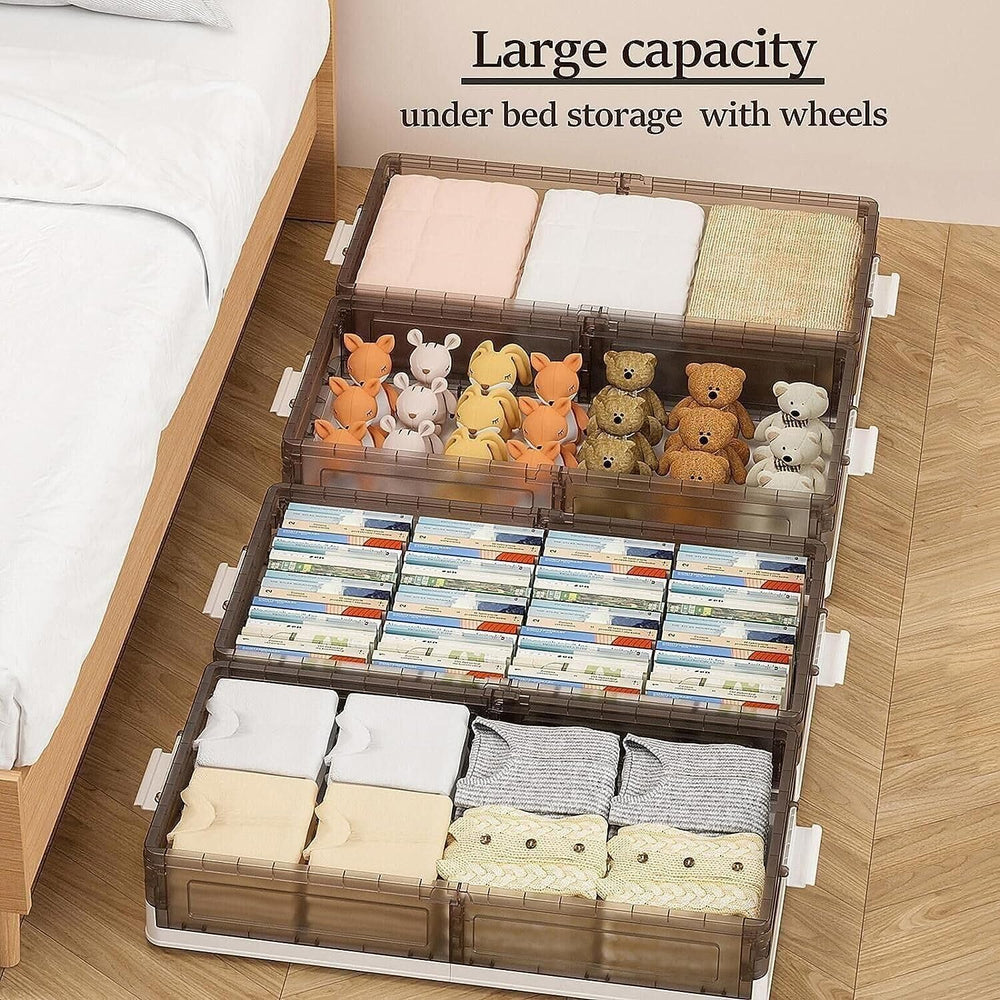 Under Bed Storage Containers, Stackable Under Bed Rolling Storage Plastic Con...