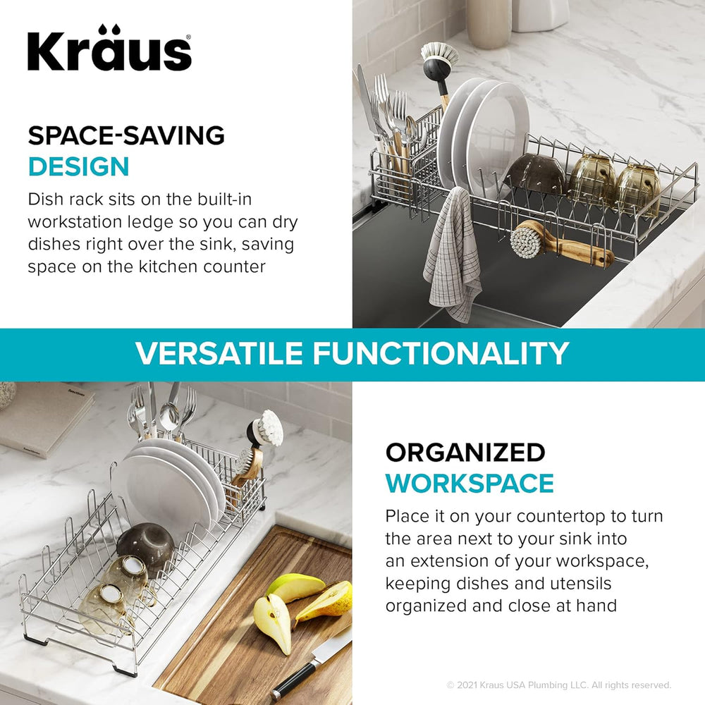 Kraus Workstation Kitchen Sink Dish Drying Rack Drainer and Utensil Holder, 1...