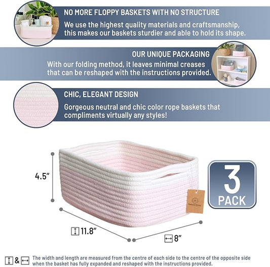 NaturalCozy 11.8"x8"x4.5” Rectangle Storage Baskets - Image 2