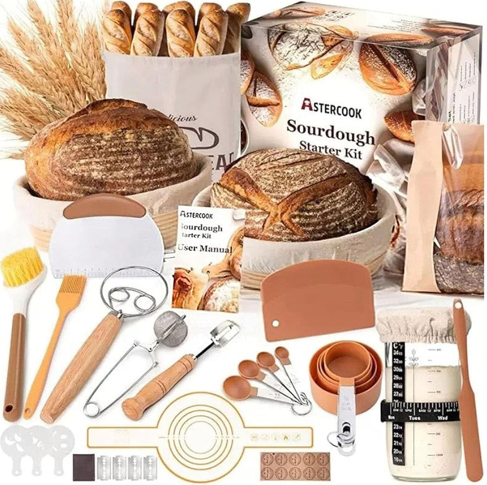 Beginner Sourdough Starter Kit - 9" Round & 10" Oval Banneton P...