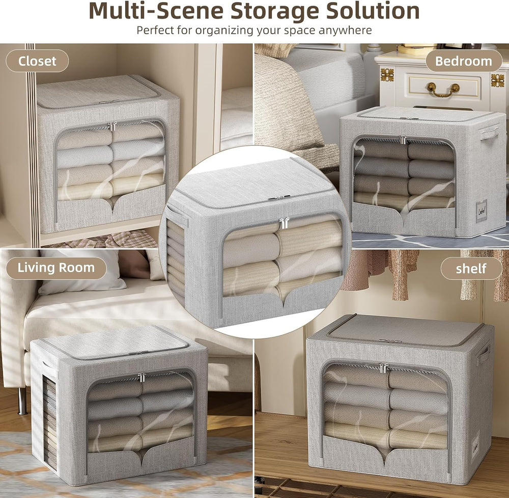 FHSQX 6 Pack Clothes Storage Bins Light Grey, 16.5x12.2x12.2 Inch