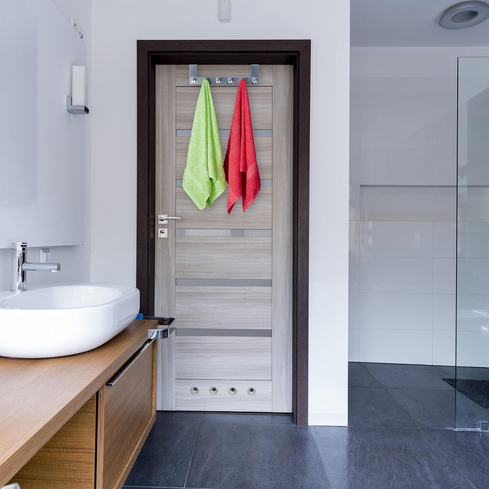 Relaxdays Stainless Steel Coat, 6, Blunt 4 cm, Door Hook Rail for Hanging, Si...