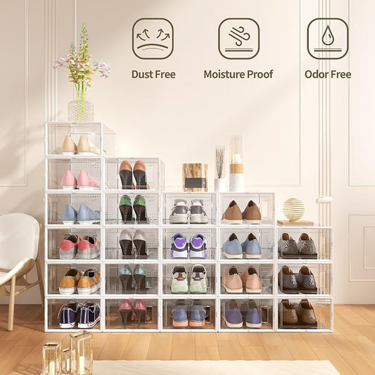 Secret Space 12 Pack Large Shoe Organizer Storage Boxes - Image 2