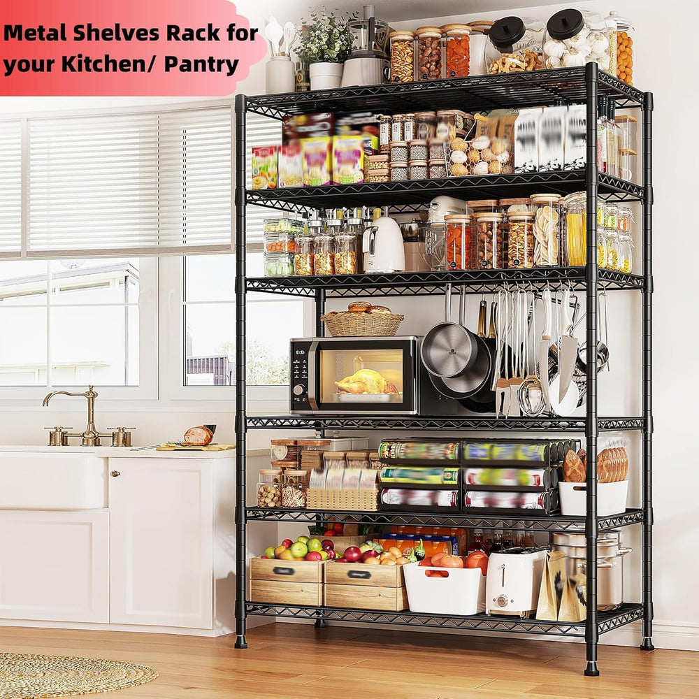 REIBII 75''H 6 Tier Wire Shelving,1800LBS Storage Shelves,Kitchen,Pantry