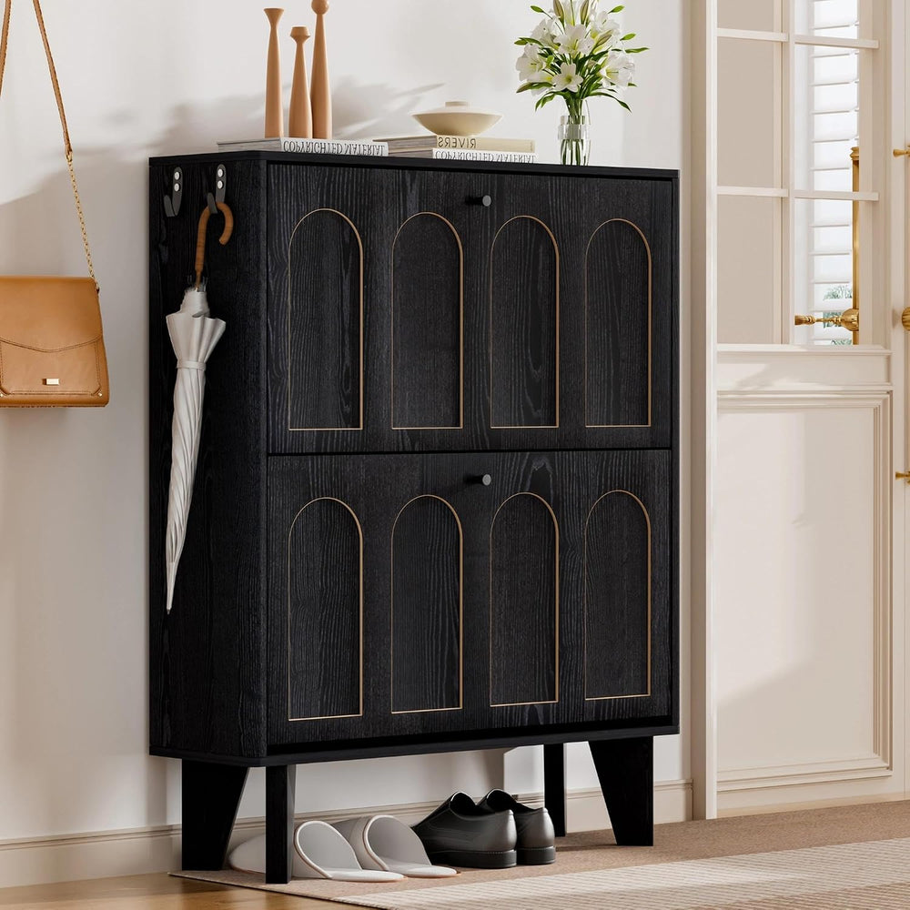 Shoe Storage Cabinet with 2 Flip Drawers, Narrow Shoe Cabinet for Entryway, W...