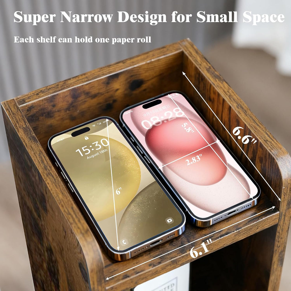 FerniTry Narrow Bathroom Storage Cabinet, Corner Toilet Paper Floor Cabinet 5...