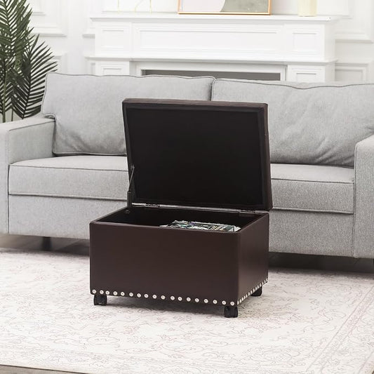 Joveco Leather Storage Ottoman - Image 2