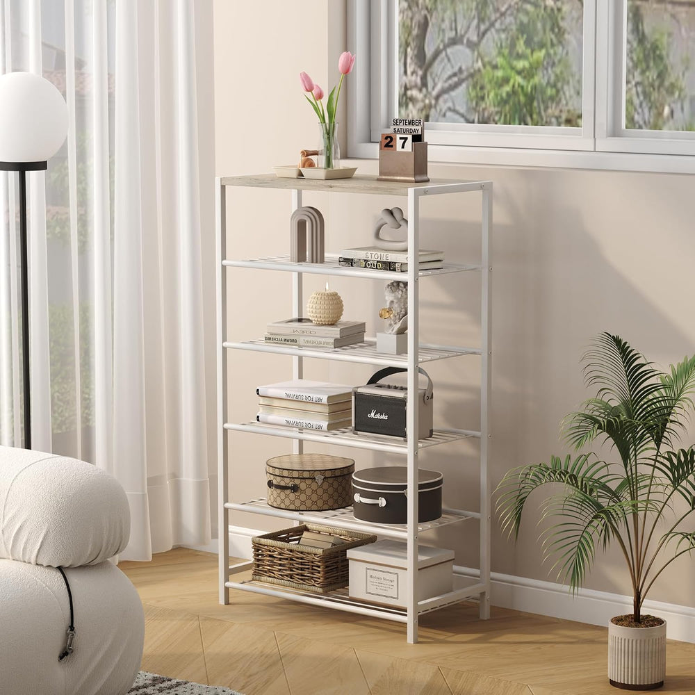 HOMEFORT Shoe Rack 6-Tier, Shoe Storage Shelf, Industrial Shoe Tower, Narrow ...