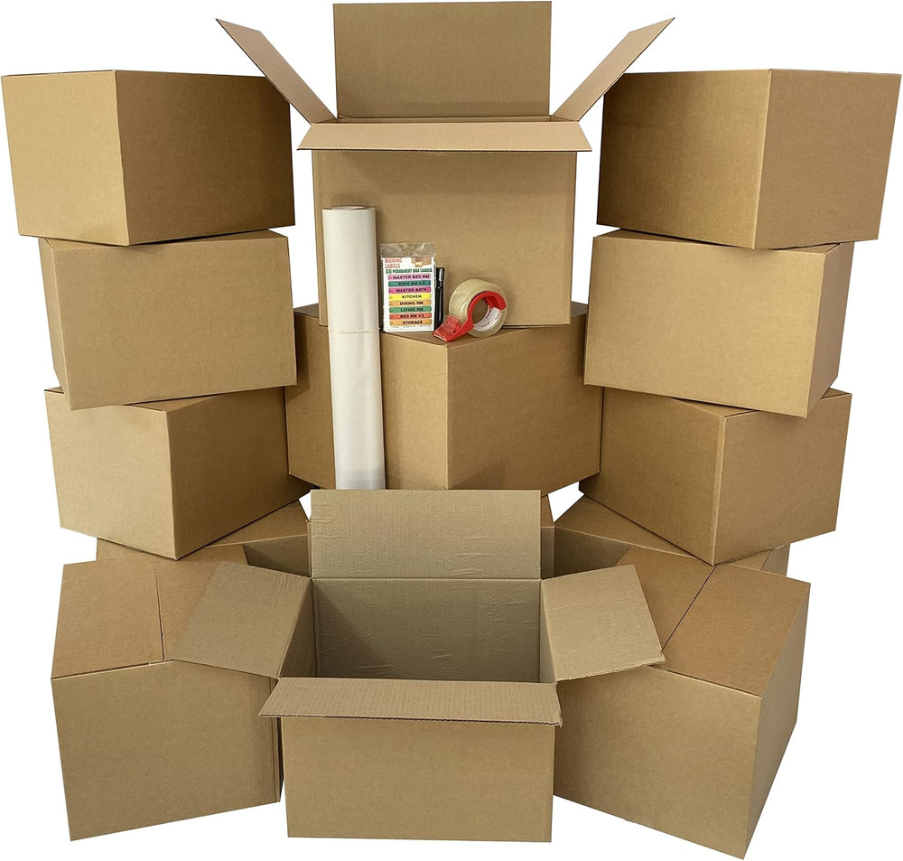 Uboxes Moving Boxes 1 Room Bigger Moving Kit - 14 Boxes Plus Supplies & T...