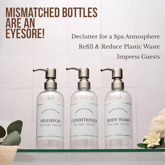 Clear Refillable Shampoo and Conditioner Bottles - Image 2