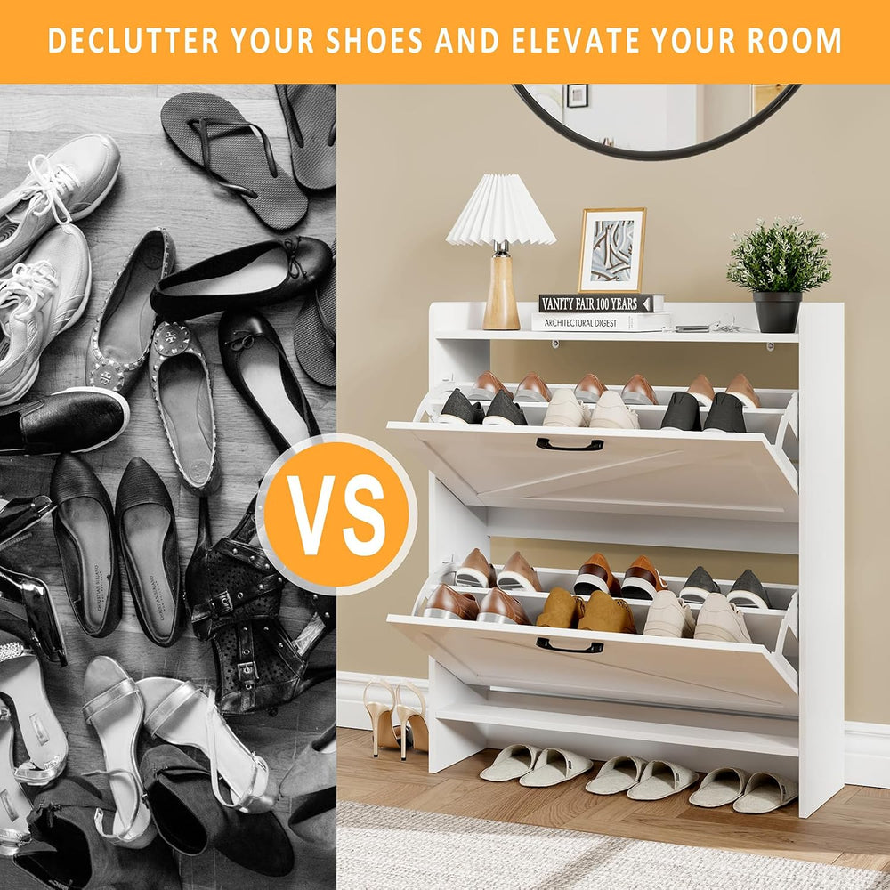 Lomojo Shoe Cabinet Storage for Entryway, Hidden Shoes Storage Cabinet with 2...