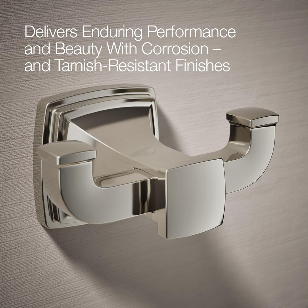 Kohler 27411-SN Riff® Double Robe Hook, Vibrant Polished Nickel