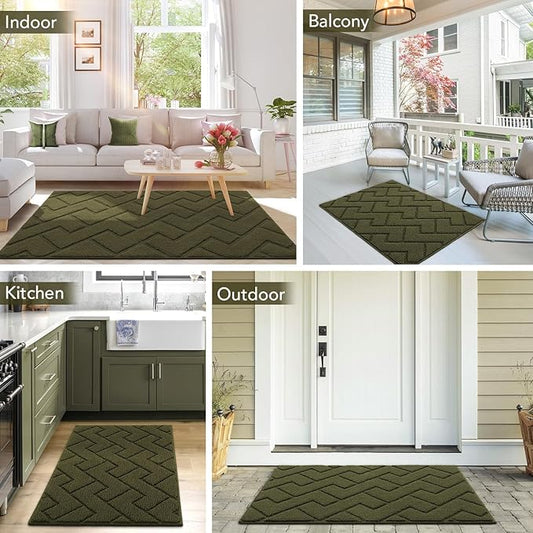 hicorfe Indoor Door Mat, Non Slip Door Mats, Absorbent Resist Dirt Entrance - Image 2