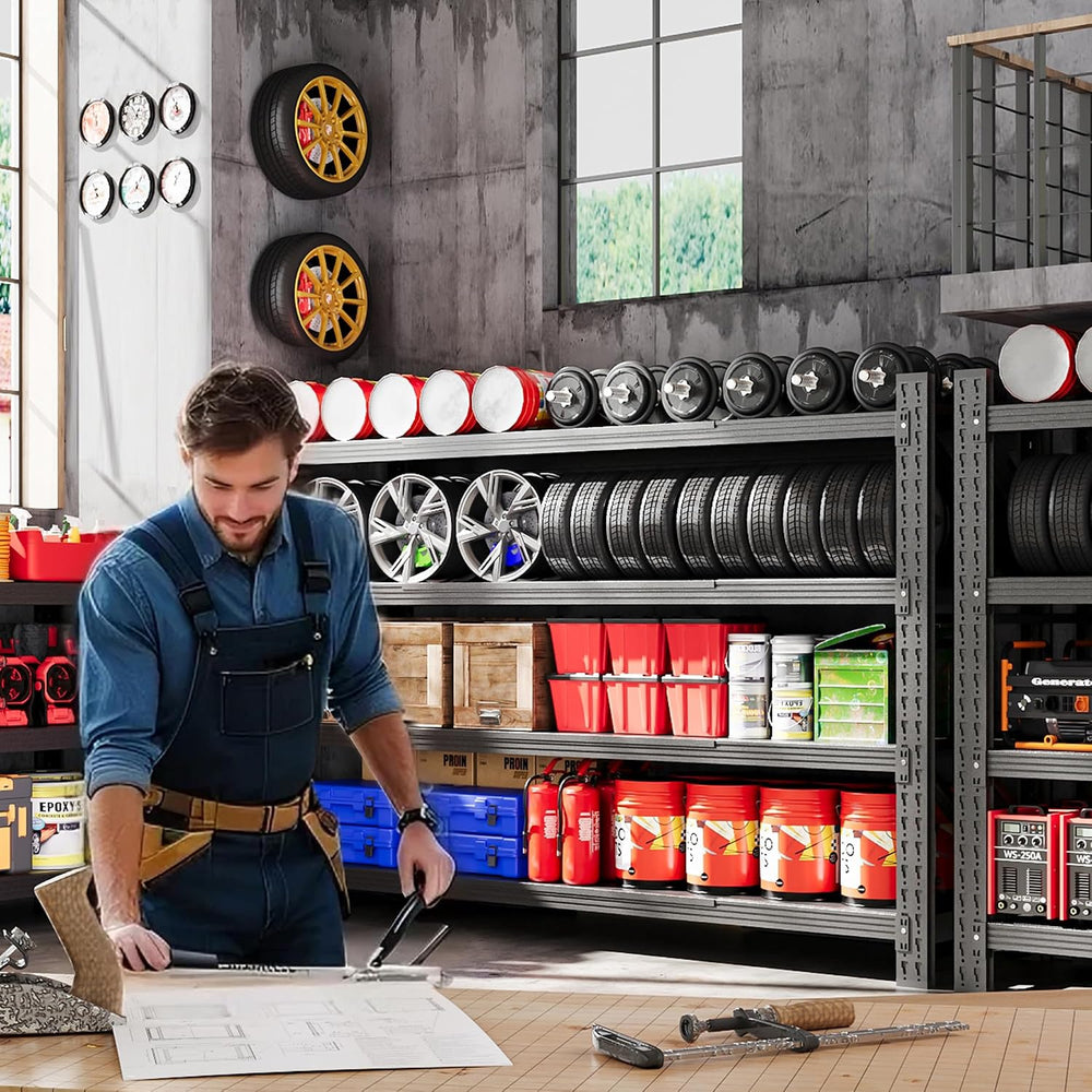 71.3” Wide Heavy Duty Metal Garage Shelving, Adjustable Storage Shelf