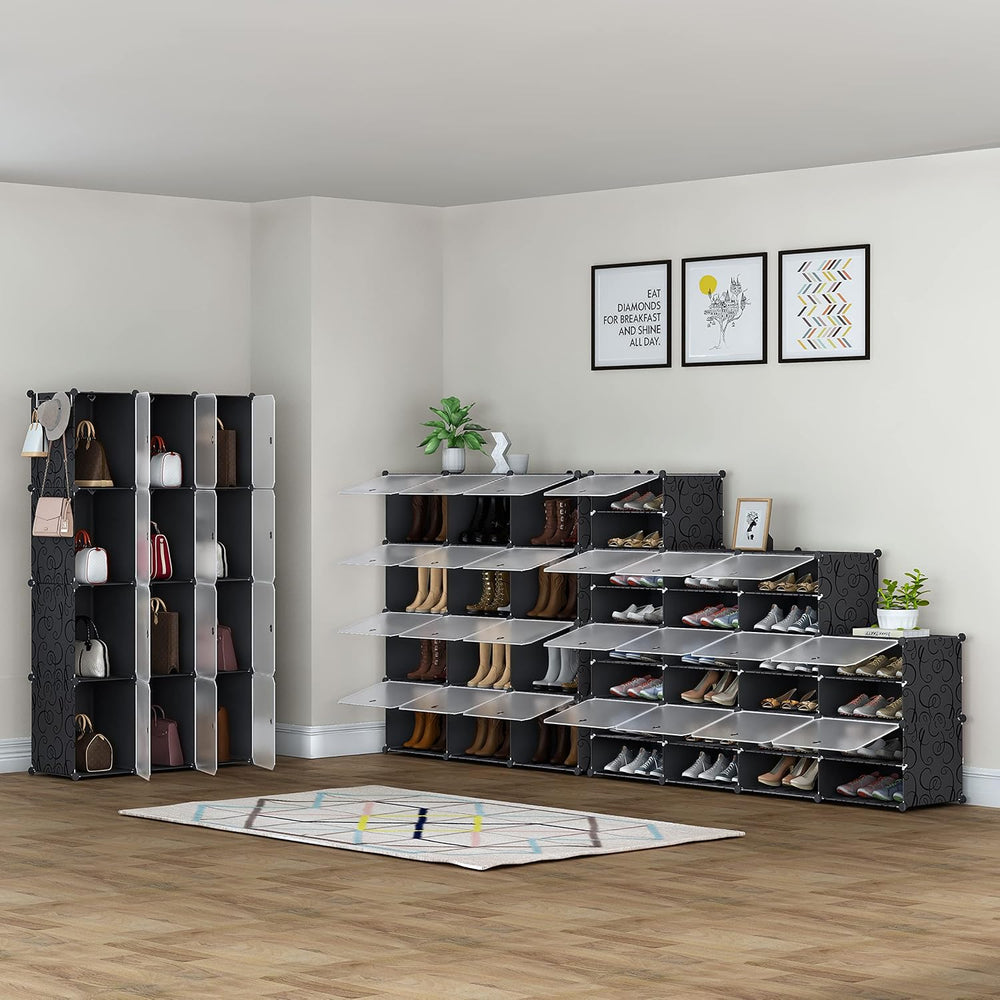 HOMIDEC Shoe Rack Organizer 48 Pair Modular Shoe Storage Cabinet for Closet