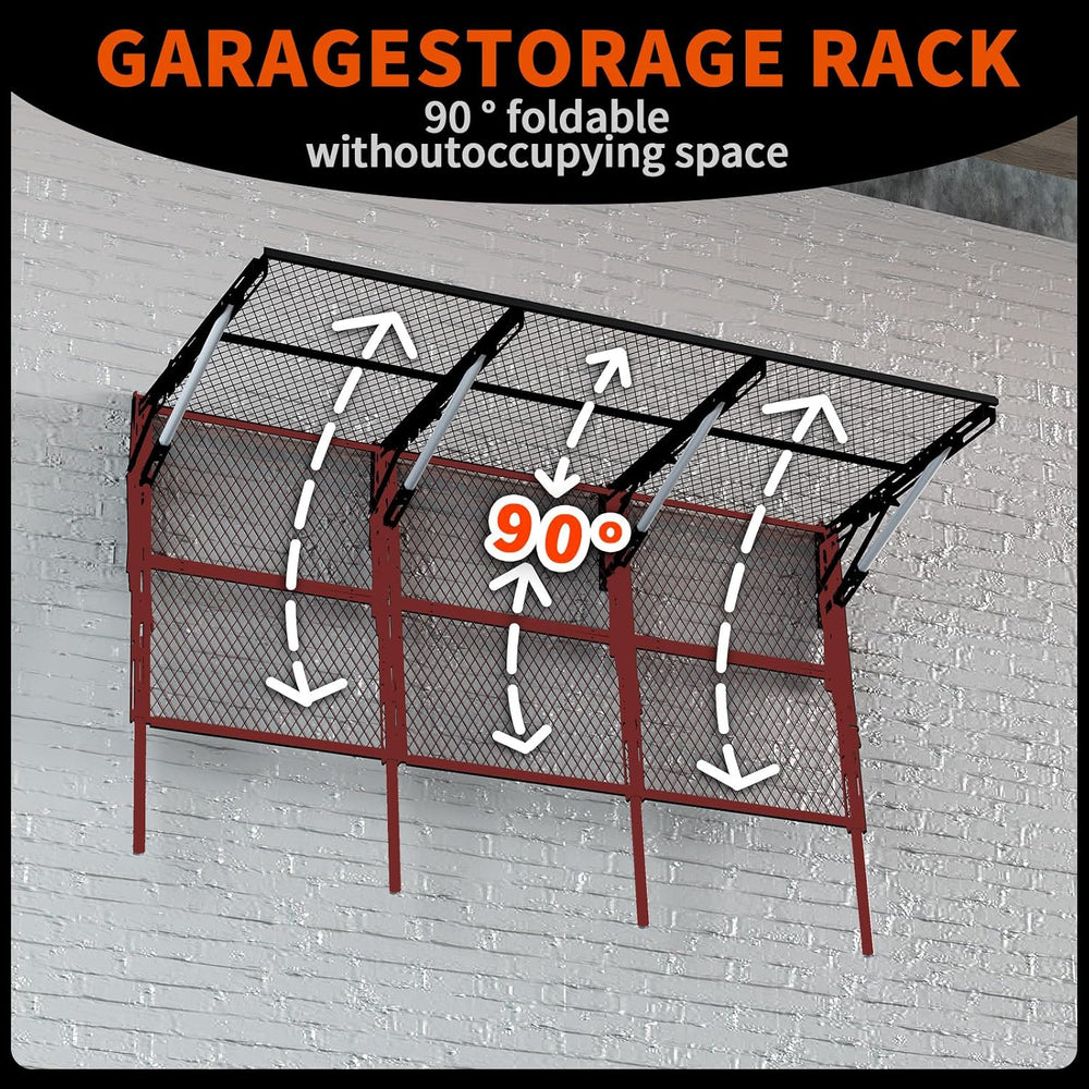 Heavy Duty Foldable Garage Storage Shelves Wall Mounted Metal Rack Unit Organ...
