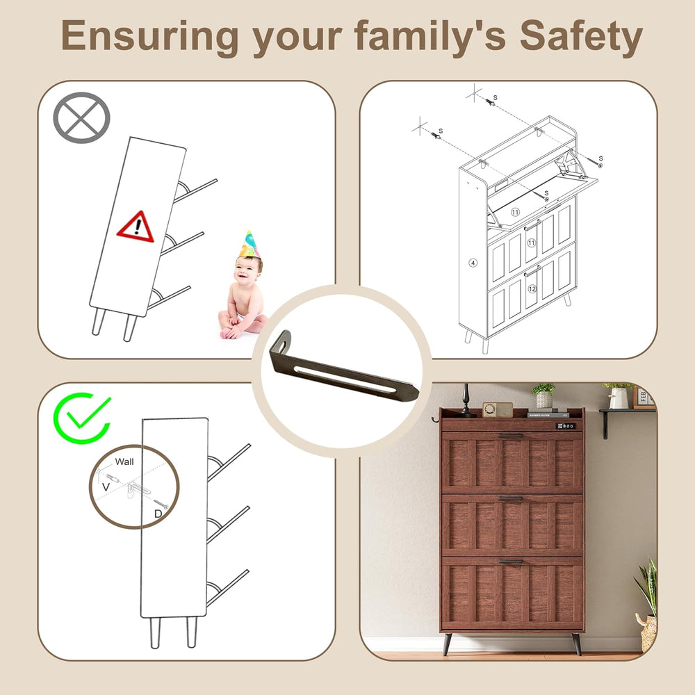 ChooChoo Shoe Storage Cabinet with 3 Flip Drawers and Deodorizer
