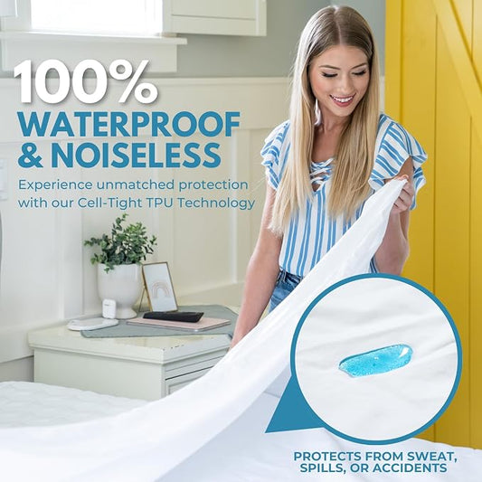 Twin XL Size 39x80” Premium Waterproof Zippered Mattress Encasement, 100% Cotton - Image 2