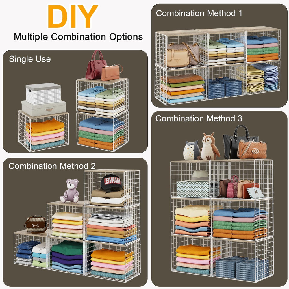 6 Pack Closet Organizers And Storage, Stackable Closet Shelf Organizer Storag...