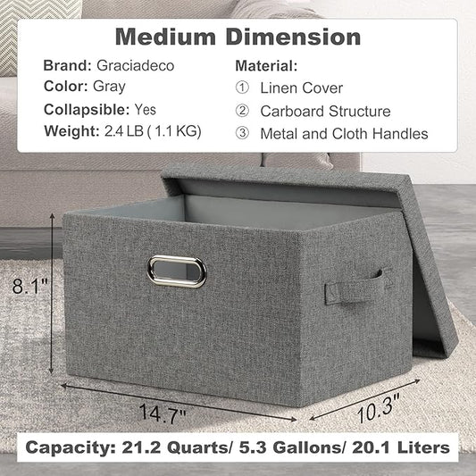 Medium 15" 21 Quart Collapsible Stackable Storage Bins - Image 2