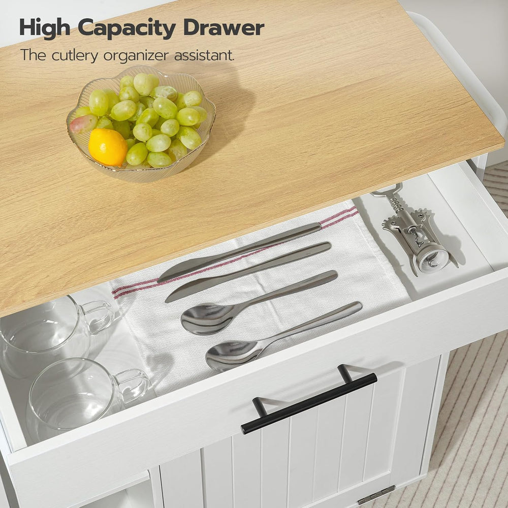HOOBRO Kitchen Island with Trash Can Storage, Rolling Kitchen Island on Wheel...