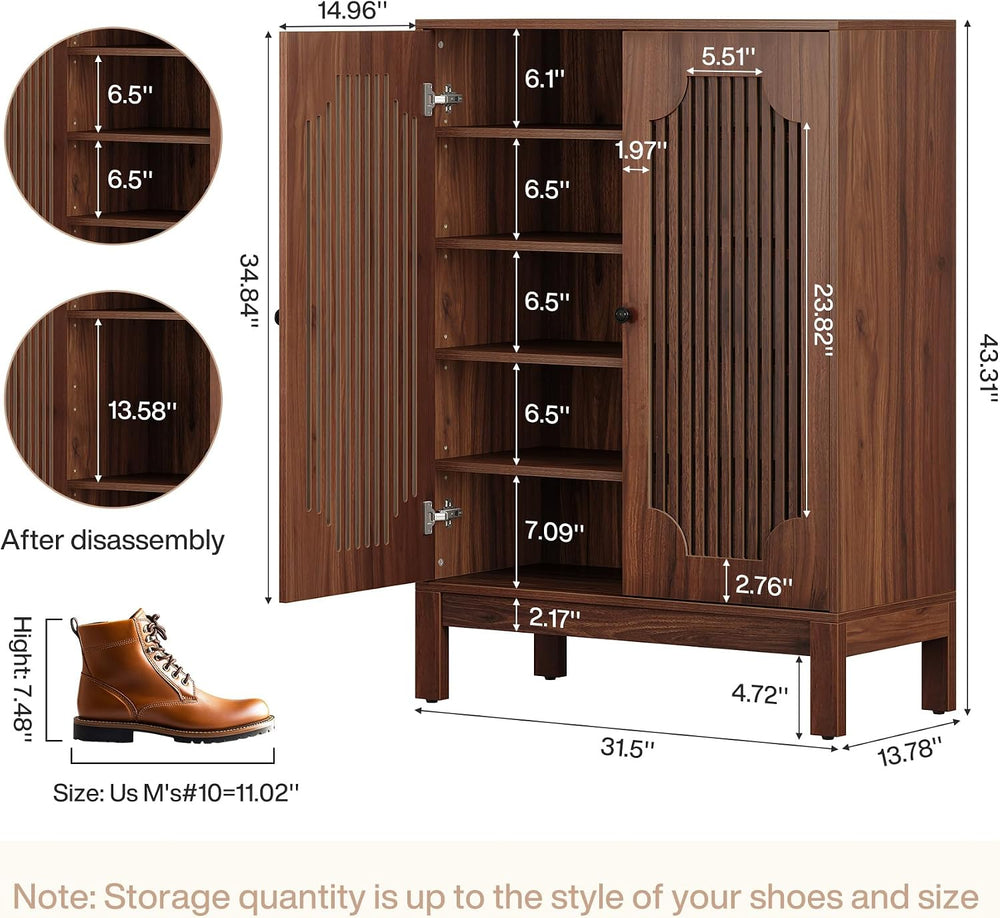 Tribesigns Shoe Cabinet with Doors, 5-Tier Shoe Storage Cabinet with Adjustab...