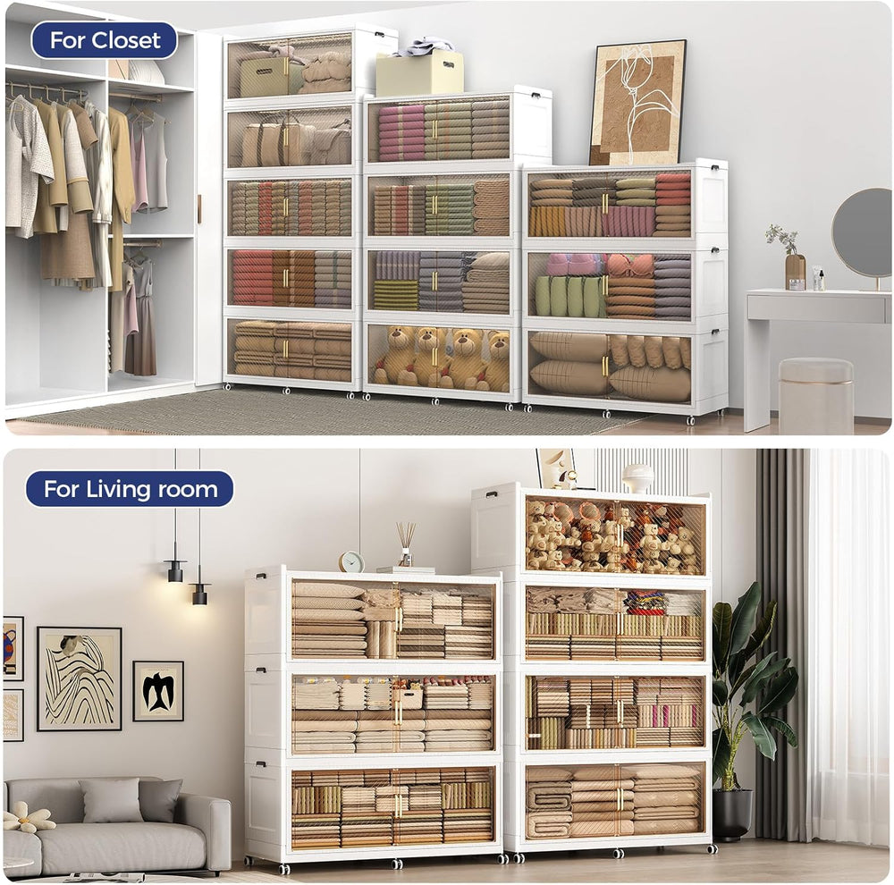 600QT Storage Bins with Lid Extra Large Stackable Closet Organizer Plastic Co...