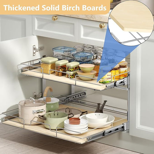ROOMTEC 2 Tier Individual Pull Out Cabinet Organizer 25½"W x 21½"D, Slide Out - Image 2