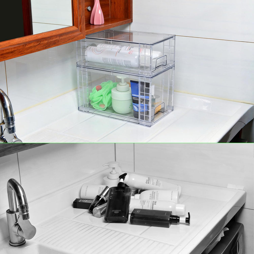 Clear Stackable Acrylic Storage Drawers(4 Pack), Plastic Organizer Bins with ...