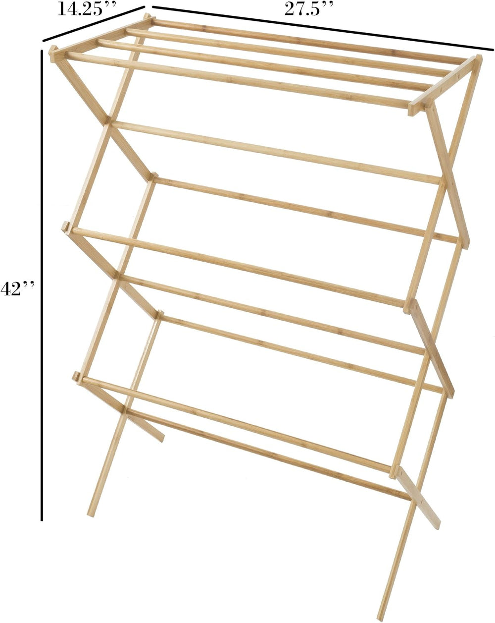 Lavish Home Bamboo Clothes Drying Rack, 27.5” x 14.25” x 42”