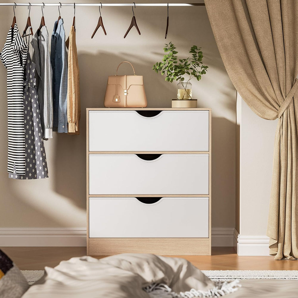 Housoul 3 Drawers Dresser, Fabric PU Drawer with Wood Frame, Large Organizer,...