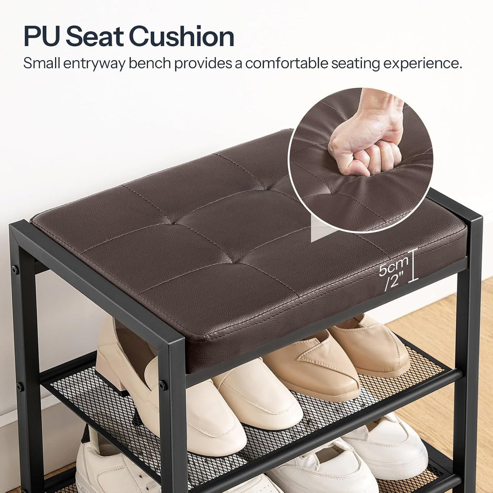 HOOBRO Small Shoe Bench, 3-Tier Shoe Rack, Shoe Storage Bench