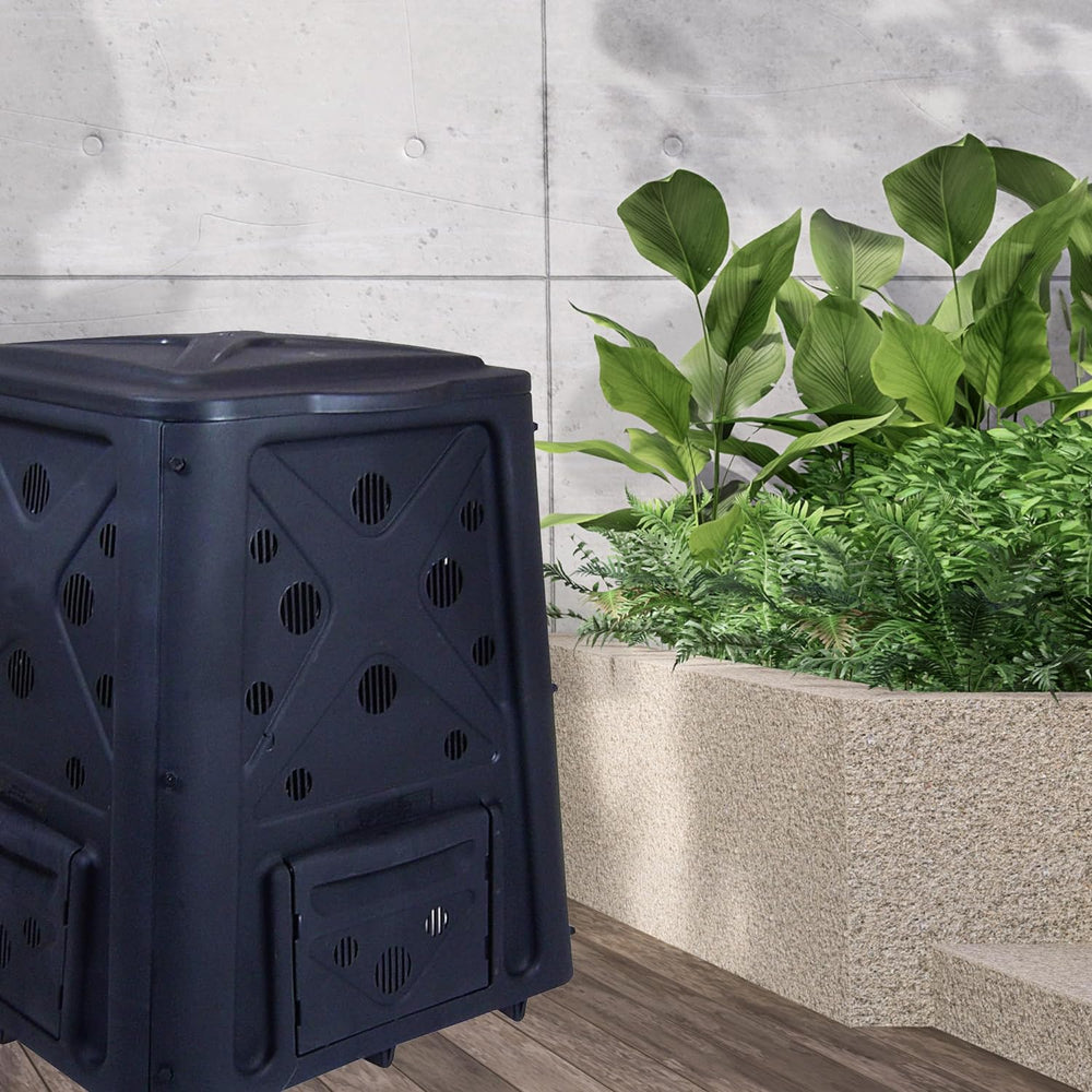 Redmon Outdoor Compost Bin with Lift Off Lid, 4-Door Access & Vent Holes,...