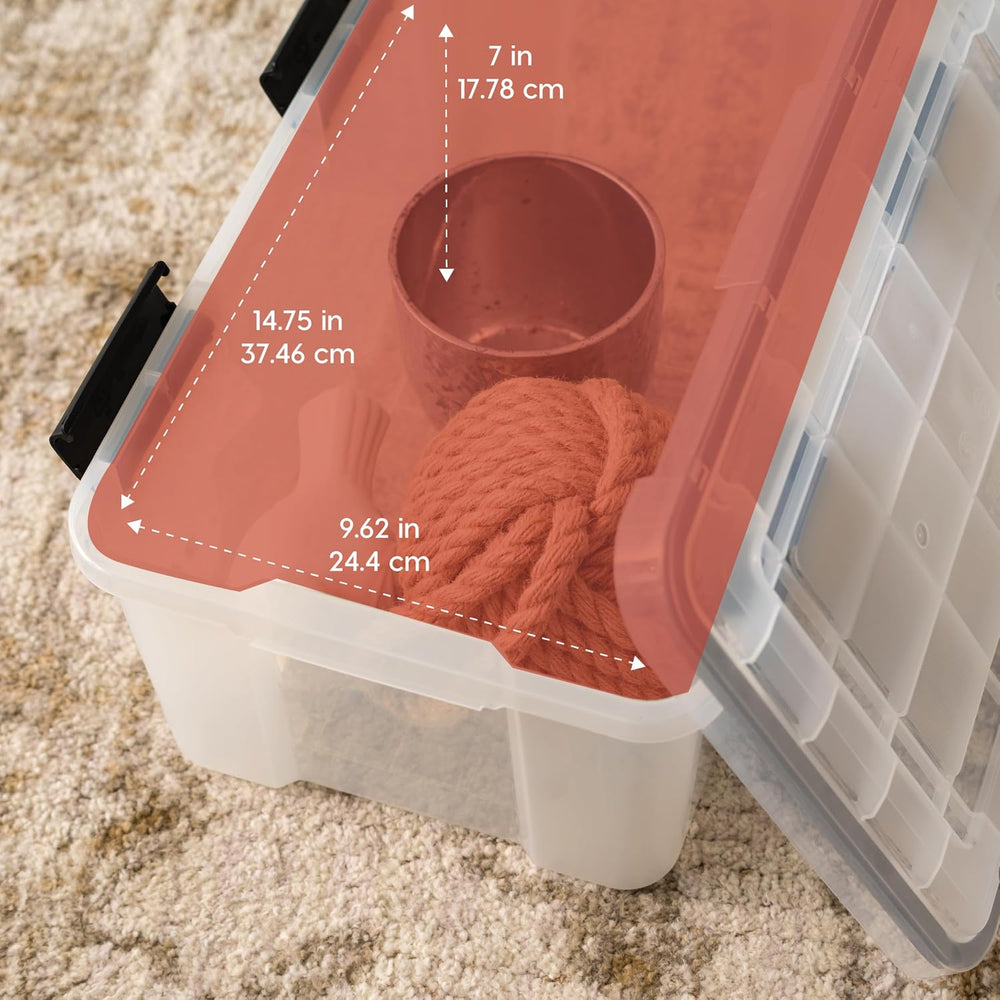 IRIS USA 6-Pack 19 Qt Storage Bins with Gasket Lids, Clear/Black