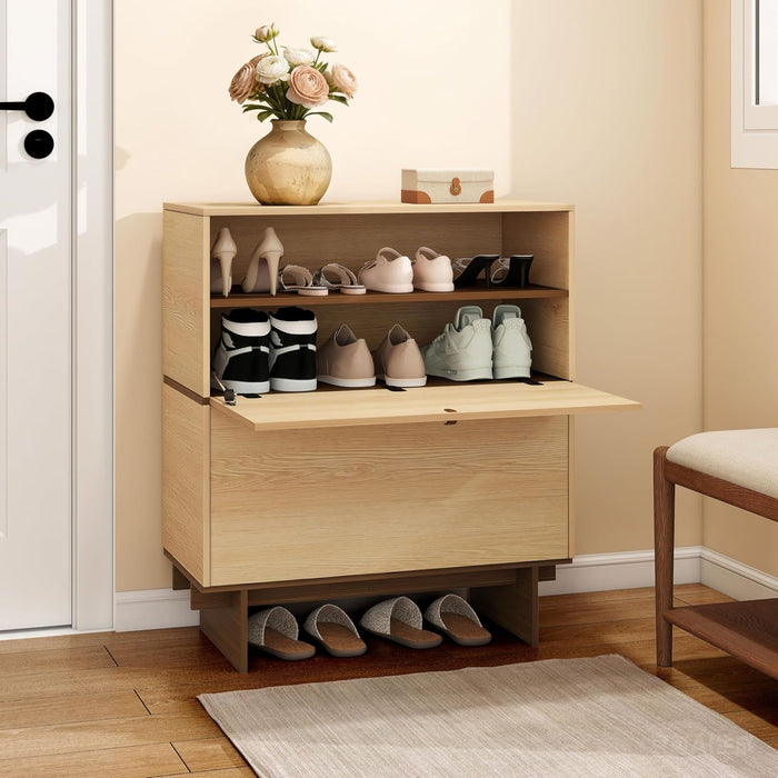 Sebastack Shoe Cabinet for Entryway, 28.6" W in Nature Oak