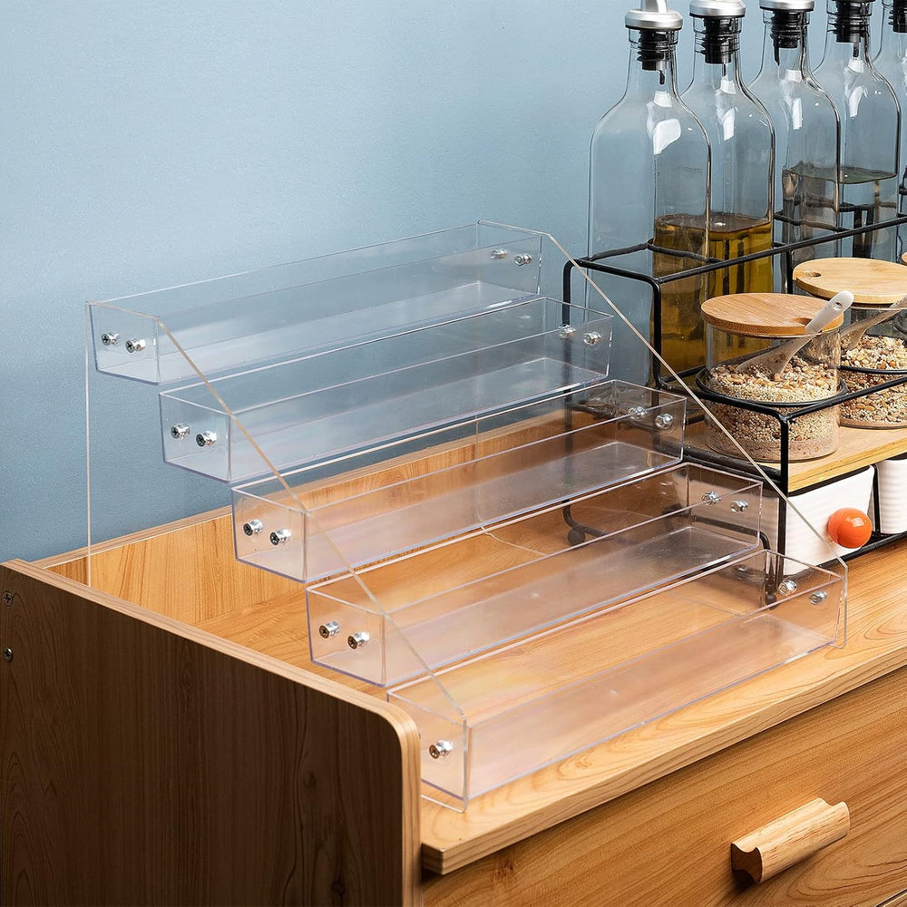 Acrylic Spice Rack, Tiered Spice Rack Shelf Seasoning Organizer