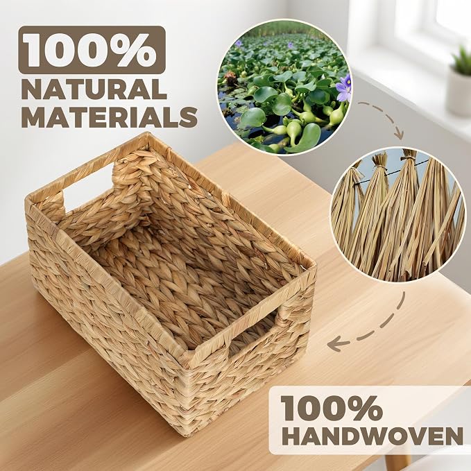 Set of 2 Wicker Shelf Storage Baskets - Image 9