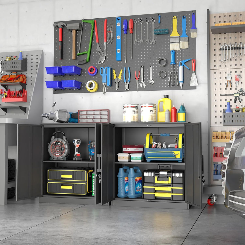IRONFFICE Metal Wall Cabinet,Garage Cabinet with Handle,Lockable Storage Cabi...