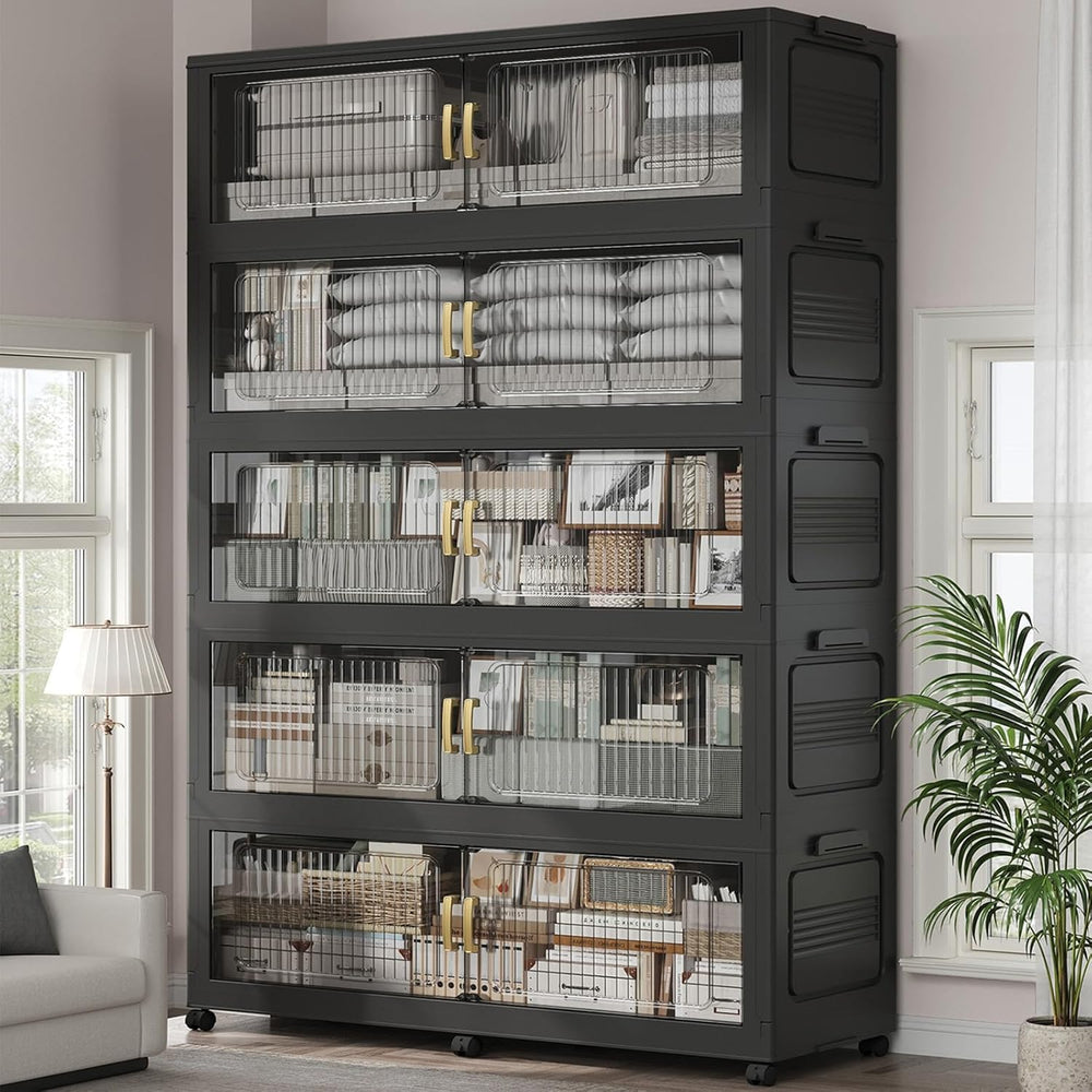 350Gal Extra Large Stackable Storage Bins with Lid, 1750QT Foldable Collapsib...